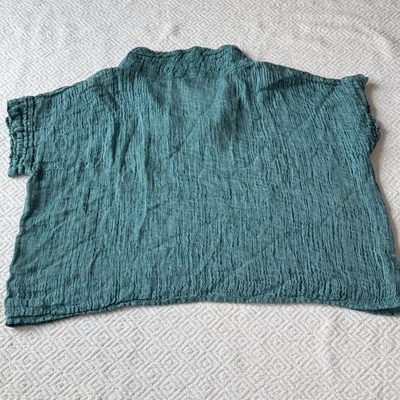 Bottega Di Brunella Chic Teal Women's Blouse Sz XL 100%Linen Designed in Italy - Picture 8 of 11